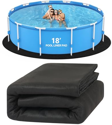 VINGLI Runde Poolfolie für oberirdische Schwimmbäder, strapazierfähig, schützt Poolfolie, verhindert Durchstiche, Unkrautbarriere, Schwarz, 4,7 m
