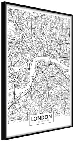 KunstLoft Poster 'City Map: London' 40x60cm | Schwarzer Bilderrahmen | Full-HD-Druck auf hochwertigem Papier