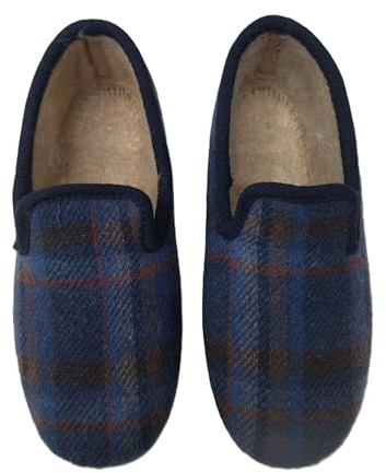 CHAPINES Zapatillas de Cuadros de Paño. Las de toda la vida. Fabricadas en España (azul marino, Sistema tallas calzado EU, Adulto, Mujer, Números, mediano, 45)