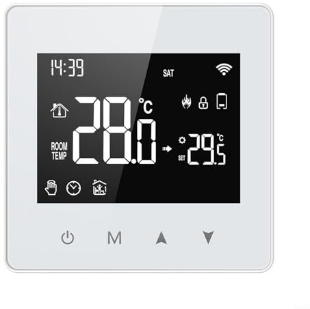 Hasaller Funciona con pilas para termostato inteligente, termostato programable, termostatos de calefacción por suelo radiante, control remoto WiFi, controlador de temperatura ambiente, termostato de