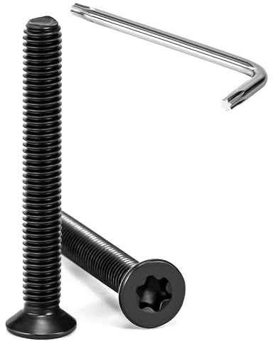 Tunejoy Tornillos de Cabeza Avellanada Torx M5 x 40 mm Negro Tornillo Avellanado Mecánico de Acero Inoxidable A2 V2A con T25 llave Rosca Completa 20 Piezas