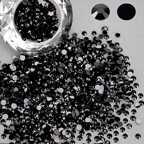 Wholesale Bulk Bags - 5000 unidades de diamantes de imitación de resina de 2 mm con parte trasera plana, redondos, color negro sólido, no termoadhesivos, para uñas, vasos, adornos de bricolaje, piedra