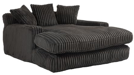 WEALTHOUSE Modernes Cord-Schlafsofa mit Memory-Schaum, multifunktionales Bodensofa mit 3 Kissen, gemütliche Lounge-Chaiselongue für Wohnzimmer, Schlafzimmer, Wohnung, Büro (Schwarz)