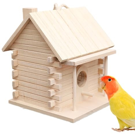 Casetta per uccelli in legno | Gabbia per uccelli da appendere all'aperto | Nidificazione per uccelli piccioncini per decorazione da giardino e cortile, casetta per uccelli esterna