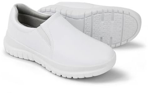 Hawkwell Chaussures d'infirmière légères et imperméables à Enfiler pour Femmes, Chaussures de Travail antidérapantes pour la santé, Synthétique Blanc, EU 40