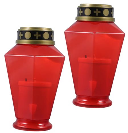 POPETPOP 2pezzi Candele Elettriche Led Fiamma Per Esterni Decorazioni Per Giardino e Cimitero Candele Elettriche Riutilizzabili Per Uso Commemorativo e Sacro