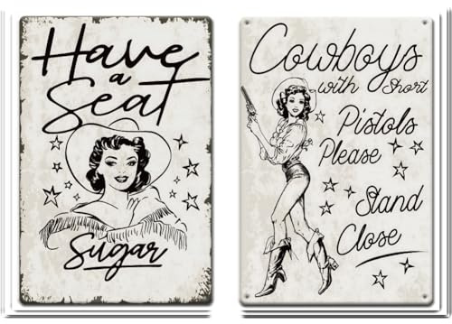 SUPERDANT 2 pz Have A Seat Sugar Cartello In Latta Poster Retrò Vintage Targhe Stile Country Segno in Metallo Decorazione Da Parete per Bagno Toilette 20x30cm