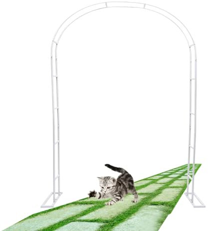 Arche de jardin en métal robuste pour plantes grimpantes, support de roses (blanc, 230 cm x 200 cm) idéal pour les vignes et les fleurs