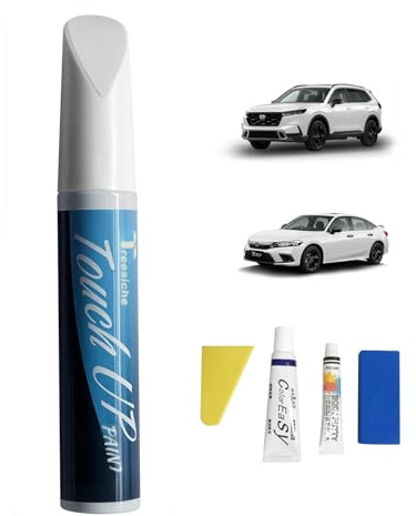 Treesiche Stylo de Retouche pour Honda, Kit Stylo Retouche Peinture Carrosserie et Stylo Vernis, Solution Rapide et Facile pour la Réparation, Platinum White Pearl (NH-883P)