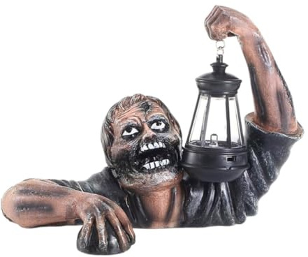 Zombie Lanterna Busto Statua, Artigianato Resina Spaventoso Ornamenti Interessanti, Outdoor Horror Lanterna Mini f Ornamento Crawling Zombie