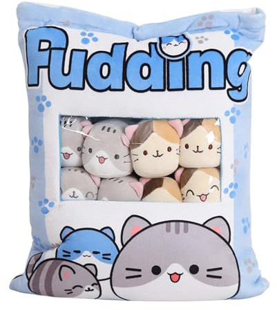 Miyanvuo Tierplüschtiere,Tiere Dekokissen - Abnehmbares Katzensnackkissen Plüschkissen - Hautfreundliche Kuscheltiere als Spielzeug für Wohnzimmer, Schlafzimmer, Sofa, Auto, Wohnung