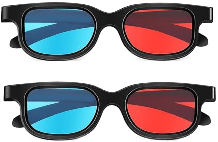 XinYangMao 2 Stück 3D-Brille Rot & Blau, Universal Anaglyphenbrille mit Antibeschlag & Kratzfest Für Heimkino, Kino, PC-Spiele & Lichtshows
