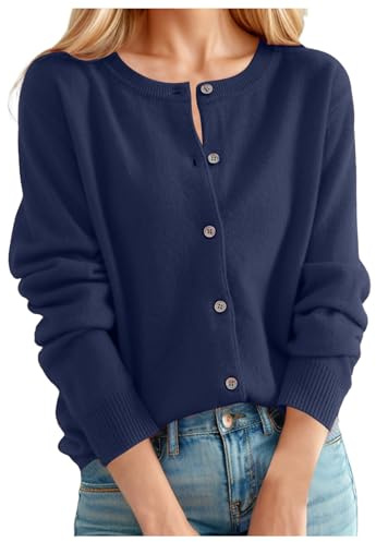 Cardigan Mujer Rebeca Jersey con Botones - Rebeca con Cuello Redondo Chaqueta de Punto Ligero Abierto Elegante y Casual Manga Larga Básico