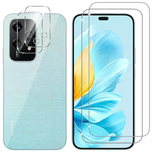Kokio Vetro Temperato per Honor 200 Lite 5G, 2 Pezzi Pellicola Protettiva + 2 Pezzi Pellicola Fotocamera Protezione, Durezza 9H Glass, HD Anti-Graffio, Senza Bolle Vetrino Schermo