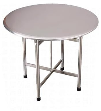 KIBONCY Banco Da Lavoro Pieghevole In Acciaio Inossidabile Tavolo Rotondo Cucina Spazzolato/goffrato Design A Scatto Trave Trasversale Rinforzata Sotto Il Piano Di Poggiapiedi Antiscivolo(B90CM)