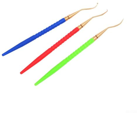 Besttoolifes O-Ring Entferner Werkzeug Set für Tauchen, Schnorcheln & Freitauchen - 3 Stück Messing Pick Haken mit Hartplastik Griffen, ca.14.5cm (5.7in), Kompatibel mit BCDs und Atemregler