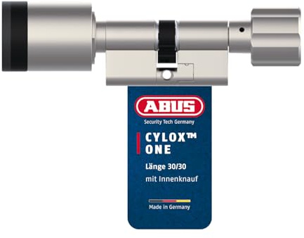 ABUS Elektronik-Türzylinder CYLOX One - Schlüsselloses Öffnen von Türen - Smarter Schließzylinder mit Anbohrschutz - Öffnen per Außenknauf - Länge Außenseite/Innenknaufseite 30/30 mm - Silber