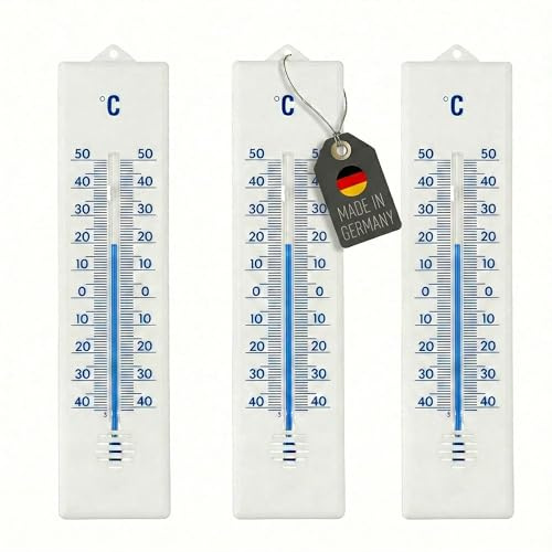 Lantelme 3 stycken utomhustermometrar set temperatur – 40 °C till 50 °C | analog termometer väderbeständig för inomhus, utomhus, trädgård | plast | färg vit | trädgårdstermometer universell användning