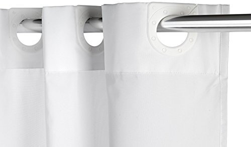 Croydex Hookless Textile White Shower Curtain, No Curtain Rings Required, 1800 x 1800mm (WxL)