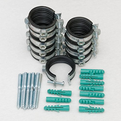 Sparset ---- 10 Stück Schraubrohrschelle 20-23 mm 1/2 mit Stockschraube 8x80 und Dübel 50x10