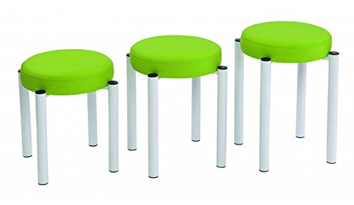 Gymnastikhocker rund, 7cm Polsterung, Kabinen-Hocker, 45cm hoch, mittelblauweiß