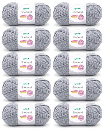 Gründl Wolle Shetland - Winterwolle - 10 Knäuel 100 g, Grau | Dicke Wolle zum Häkeln und Stricken Weich und wärmend - 80 % Polyacryl, 20 % Wolle - 100 g / 170 m - Nadelstärke 7-8