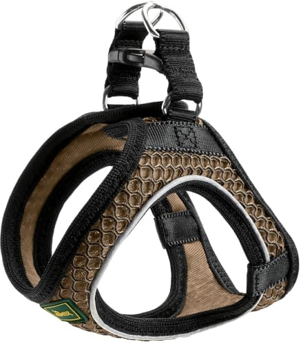 HUNTER Hundegeschirr HILO COMFORT, Farbe: braun, Easy Step-In Geschirr für kleine bis mittlere Hunde, mit Netzmaterial, reflektierende Elemente, angenehm leicht, modernes Design Größe: XS