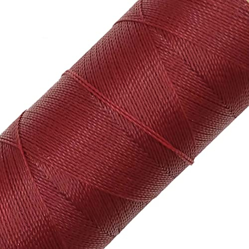 LINHASITA Garnspole, vaxad, 100 g/360 meter, tjocklek: 0,5 mm, polyester, makramégarn, 30 färger – granatröd