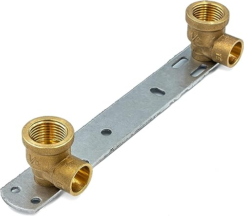 Messing-Gewindefitting Wandscheibe Lötfitting doppelt 15x1/2x100 mm | Doppelte Wandscheibe für Lötanschlüsse