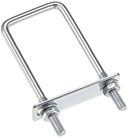 sourcing map 2 Stück M8 Vierkant U-Bolzen Quadratische Bügelbolzen Bügelschrauben 50mm Innenbreite 150mm Länge mit Mutternrahmen und Befestigungselementen, Kohlenstoffstahl