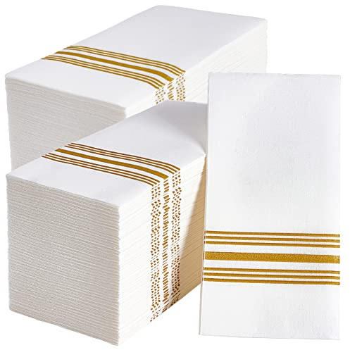 Vplus 300 PACK Guest Towels Disposable Bathroom, Decorative Bathroom Napkins Cloth Feel, Soft, and Absorbent Disposable Paper Hand Towel for Dinners, Kitchen, Parties, Weddings, Christmas Party