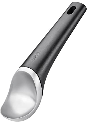 GEFU 12497 Eisportionierer ITALIA – ergonomischer Eislöffel für hartes Eis, Portionierer für Eiskugeln, bequeme Handhabung, spülmaschinengeeignet