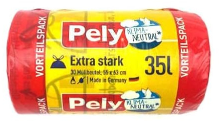 Pely Müllbeutel 35 L 30 Stück Müllsack Abfallbeutel extra stark Klimaneutral