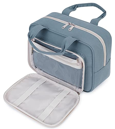 Kulturtasche Damen Gross kulturbeutel Kosmetiktasche Damen Groß Waschtasche Make up Tasche für Herren & Volle Größe (Graublau)
