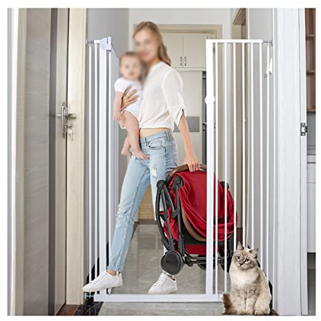 PBZLL 100 cm extra hohe Baby-Sicherheitsgatter-Treppen-Tor, Haustier-Sicherheitstür-Zaun-Sicherheits-Druck-Sitz Sicherheits-Gatter 74-164cm, Kinderschutz-Gate-Metall-Tor