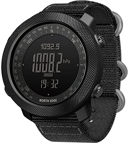 Irfora Outdoor wasserdichte Armbanduhr,Digitale Sportuhr für Herren mit Höhenmesser-Barometer Kompass World Time 50M wasserdichte Pedometer-Armbanduhr