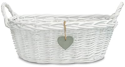 green leaves White Wicker Gift Hamper Basket with Handle for Baby Hampers