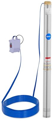 Hillvert Brunnenpumpe 95 mm / 3,75'' - 10 800 l/h - 2200 W - 50 m Kabel / 96 m Förderhöhe - Edelstahl, Tiefbrunnenpumpe Tauchpumpe Rohrpumpe