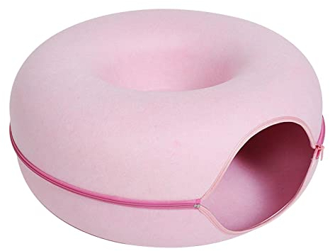 LIBOOI Katzentunnel Filztunnel Katzenspielzeug Katzenbett Katzennest Filz Rundes Design Abnehmbarer Donut Haustier Tunnel Katzenhöhle für kleine Haustiere, Kaninchen, Kätzchen, Welpen und Hunde