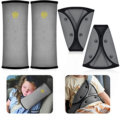 Dacitiery 4 Stück Gurtpolster Kinder ab 5-12 Jahre,2 Abnehmbar Autositz Gürtel Pillow 2 Gürtelkissen Schutzkissen Abnehmbar Kinder Auto Gurtpolster Gurtschutz für mehr Komfort auf der Reise
