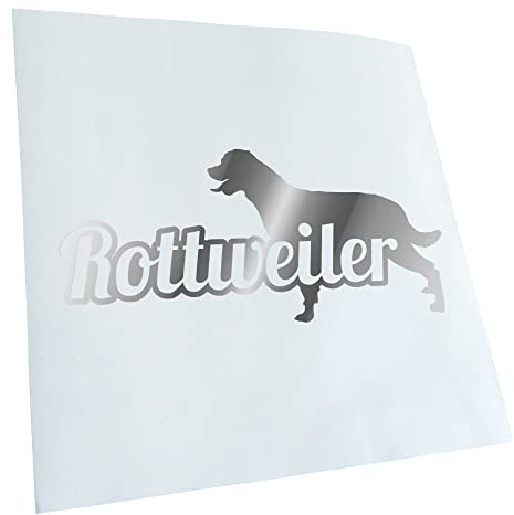Kiwistar - Autoaufkleber - Chrom - 50x23cm Rottweiler mit Name Hunde - Heckscheibe Auto Aufkleber wetterfest für Kfz LKW Mofa Truck - Sticker außen selbstklebend Tuning Zubehör für Fenster Fahrzeug