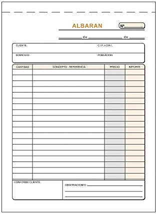 CABLEPELADO Lieferscheinbuch | Original + 1 Kopie | verleimt + mit Schneidematrix | A5 (14,8 x 21 cm hoch) | Spanisch | 25 Sets (50 Blatt)