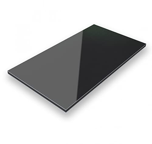Aluverbund 24 Aluverbundplatte, Aluminium Platte, 3mm dick, Schwarz/RAL9005, 60x60cm
