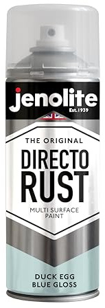 JENOLITE Directorust Gloss Spray Paint - Duck Egg Blue, 400ml - Direct to Rust, Multi Surface Gloss Spray Paint for Wood, Metal, Plastic, Ceramic