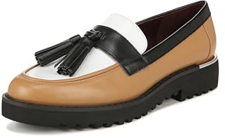 Franco Sarto Womens Carolynn Lug Sole Loafer with Tassel Detail Brown Colorblock Multi 8 M
