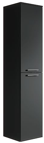 Badplaats B.V. Badezimmer Badschrank Saturnus 160cm Schwarz - Regal Schrank Hochschrank Schrank Möbel