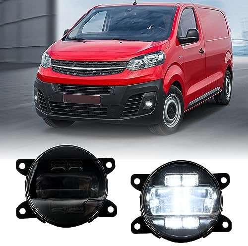 njssjd LED Nebelscheinwerfer mit DRL Blinkermontage für O.pel Astra G OPC, Corsa D OPC, Vivaro B C, Zafira Life Frontstoßstange Nebelscheinwerfer (geräucherte Linse)