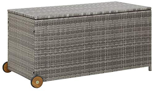 Homgoday Garten-Auflagenbox Hellgrau 120x65x61 cm Poly Rattan Schränke und Lagerung Model310090