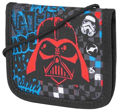 McNeill Star Wars Darth Vader Brustbeutel für Kinder – Geldbeutel zum Umhängen mit Reißverschlussfächern – Kinder Portemonnaie für Schule, Ausflüge und Reisen – 12 × 10 cm
