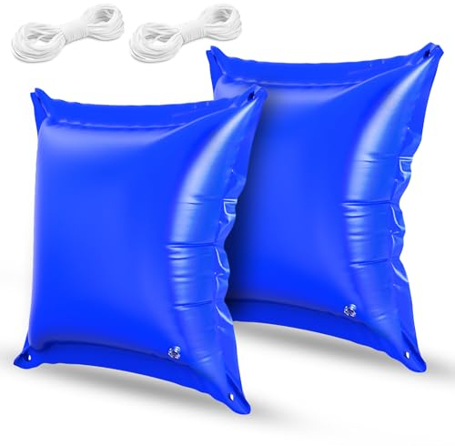 ASOFTY 2 STÜCK Luftkissen Pool Winter, 120x120cm Poolkissen überwinterung mit Verbindungsseil, Einfach zu Verwenden Pool Winterkissen für Oberirdische Poolabdeckung